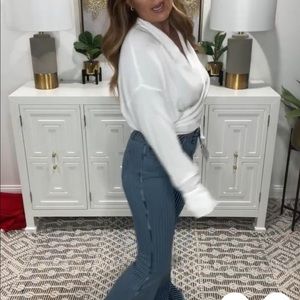 Judy Blue white stripped flare leg NWT